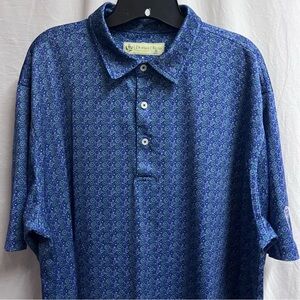 Donald Ross Polo Shirt Mens XL Blue Geometric Golf Performance Lightweight